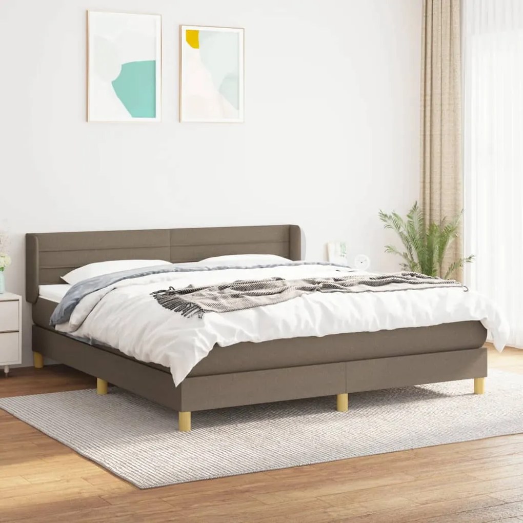 vidaXL Κρεβάτι Boxspring με Στρώμα Taupe 160x200 εκ. Υφασμάτινο