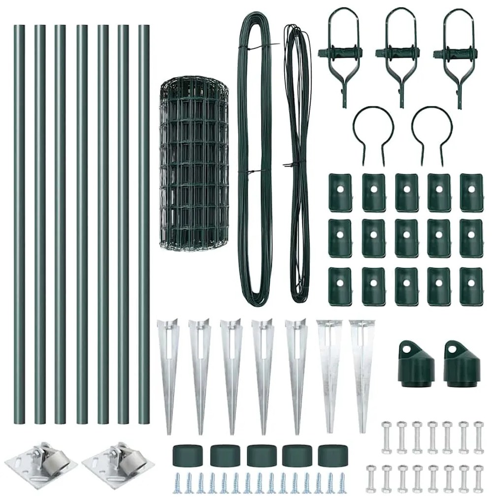 vidaXL Φράχτης με Στήλες. Πράσινο 0.4 x 10 μ Ατσάλι