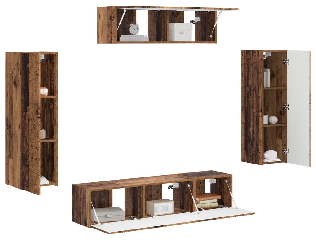 vidaXL Ντουλάπι TV 3 pcs Παλιό ξύλο