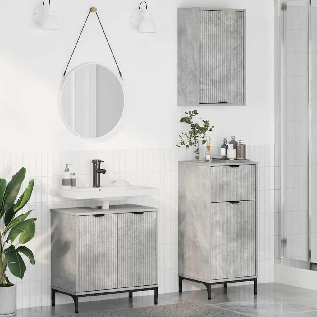 vidaXL Σετ Επίπλων Μπάνιου 3 pcs Γκρι σκυροδέματος 39.5 x 36 x 88 εκ