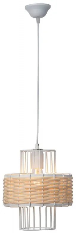 Arkolight Φωτιστικό Κρεμαστό Φ27cm Από Φυσικό Ρατάν Και Λευκό Μέταλλο 429-1-27