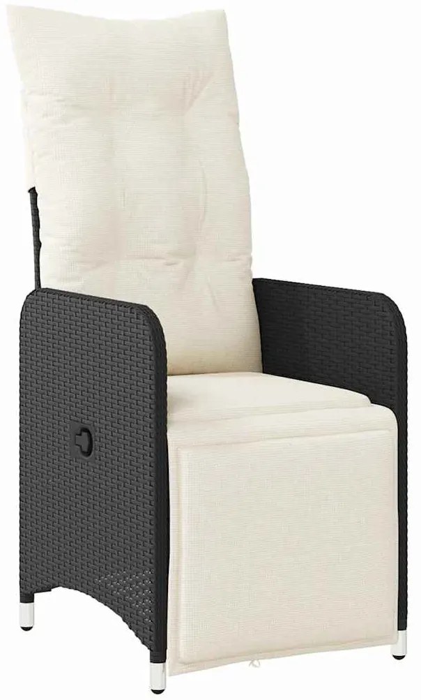 vidaXL Σέτ φαγητού για κήπο με μαξιλάρι 5 pcs Μαύρο Πολυ ράταν