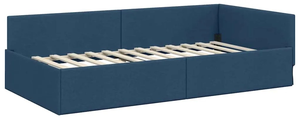 vidaXL Κρεβάτι Γωνίας Μπλε 90 x 190 cm Ύφασμα και Έργο ξύλου