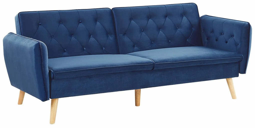Καναπές κρεβάτι Berwyn 1582, Λειτουργία ύπνου, Μπλε, 213x87x84cm, Πόδια: Ξύλο,Ευκάλυπτος, Καουτσούκ