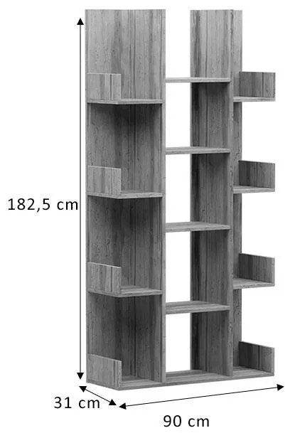 Βιβλιοθήκη Charles μελαμίνης sonoma 90x31x182,5εκ