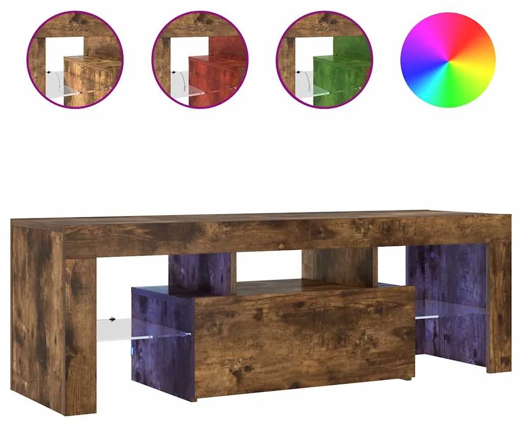 vidaXL Έπιπλο Τηλεόρασης με LED Καπνιστή Δρυς 120x35x40 εκ.