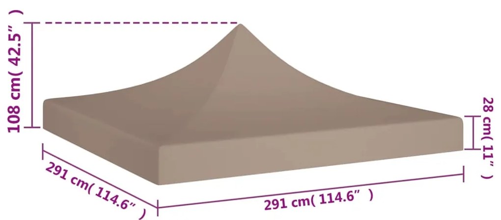 vidaXL Κάλυμμα Τέντας Εκδηλώσεων Taupe 3 x 3 μ. 270 γρ/μ²