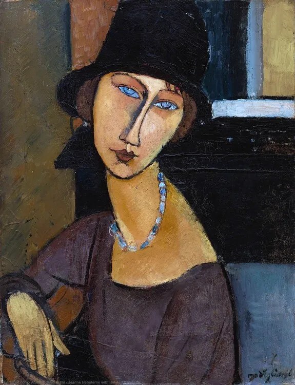 Αναπαραγωγή Jeanne Hebuterne wearing a hat, Amedeo Modigliani