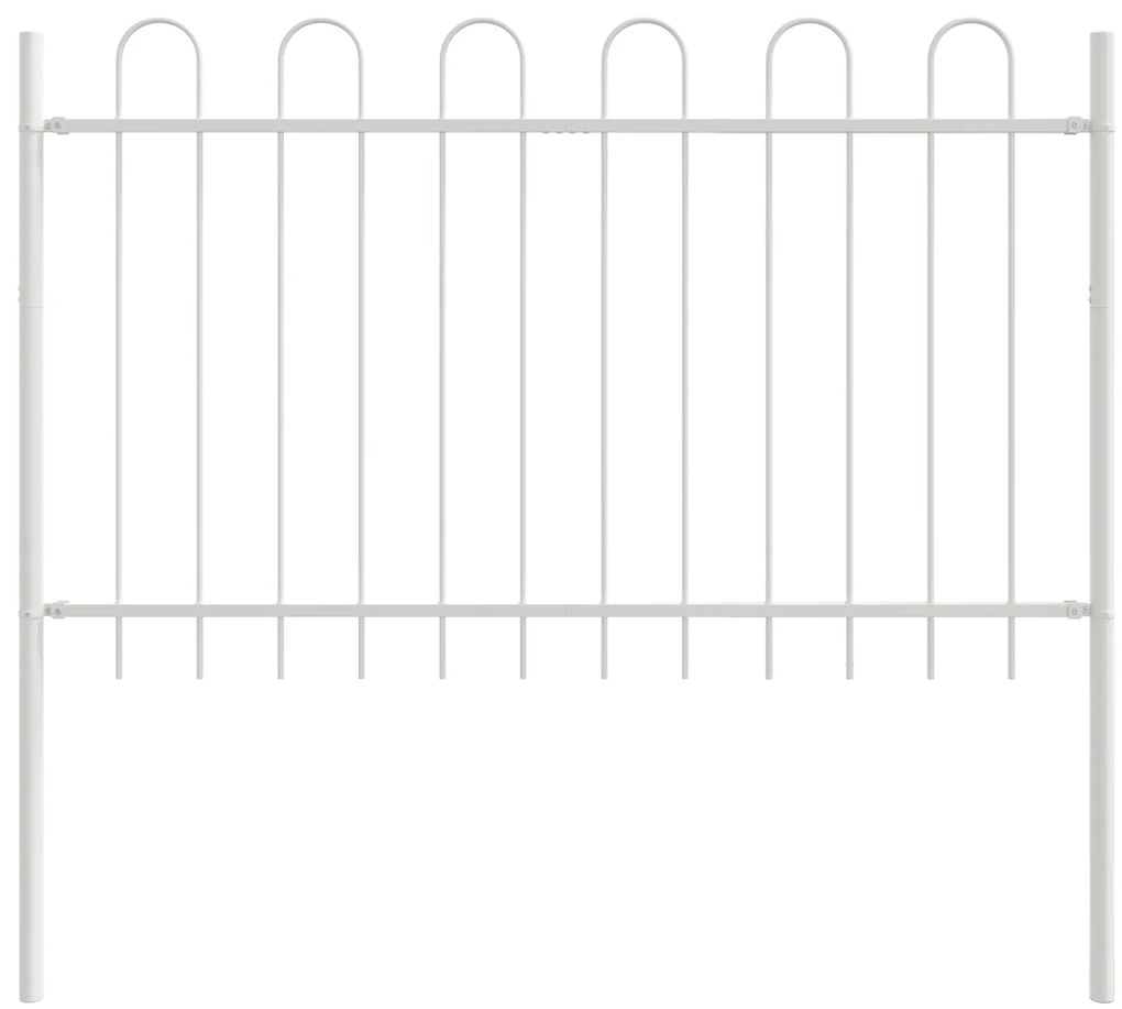 vidaXL Λευκός Φράχτης Κήπου με Hoop Top, 8.5x1 μ, Χάλυβας