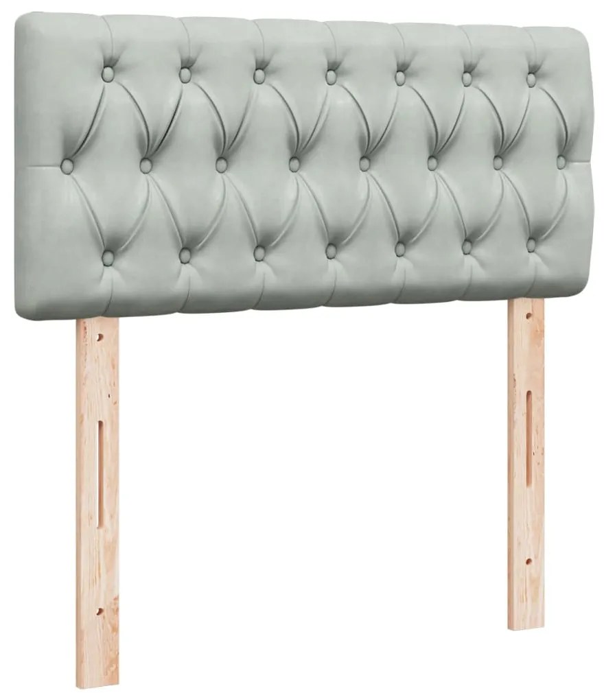 vidaXL Κρεβάτι Boxspring με Στρώμα Ανοιχτό Γκρι 90x200 εκ. Βελούδινο