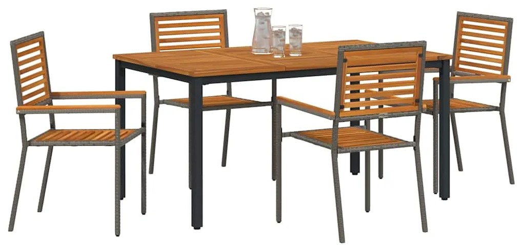 vidaXL Σέτ φαγητού για κήπο 5 pcs Γκρι 150 x 90 x 75 cm