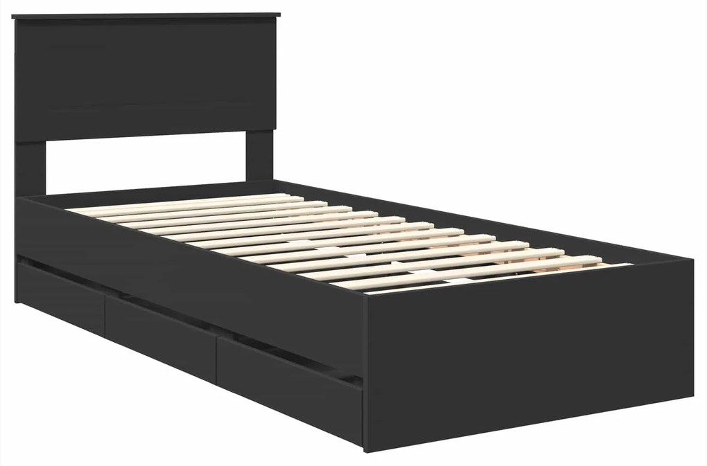 vidaXL Σκελετός Κρεβατιού Μαύρο 90 x 200 cm Μηχανήματος Ξύλο