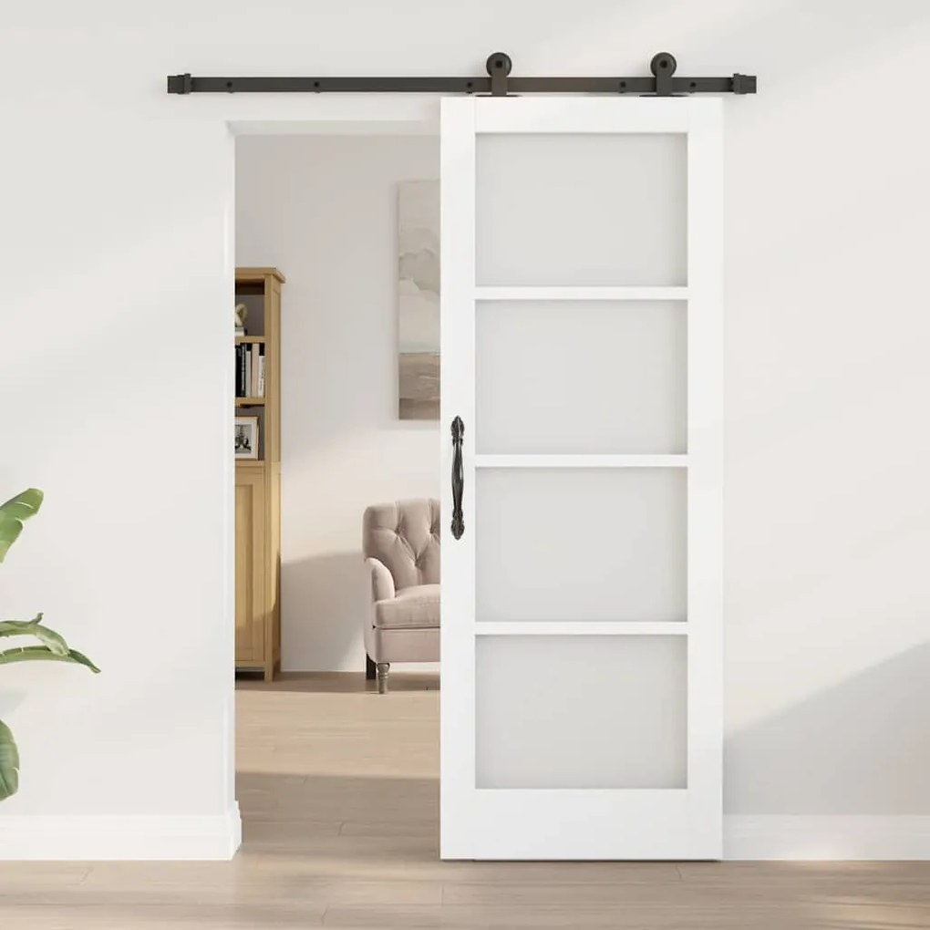 vidaXL Συρόμενη Πόρτα Λευκό 73.5 x 198.5 εκ. Ξύλο και μέταλλο