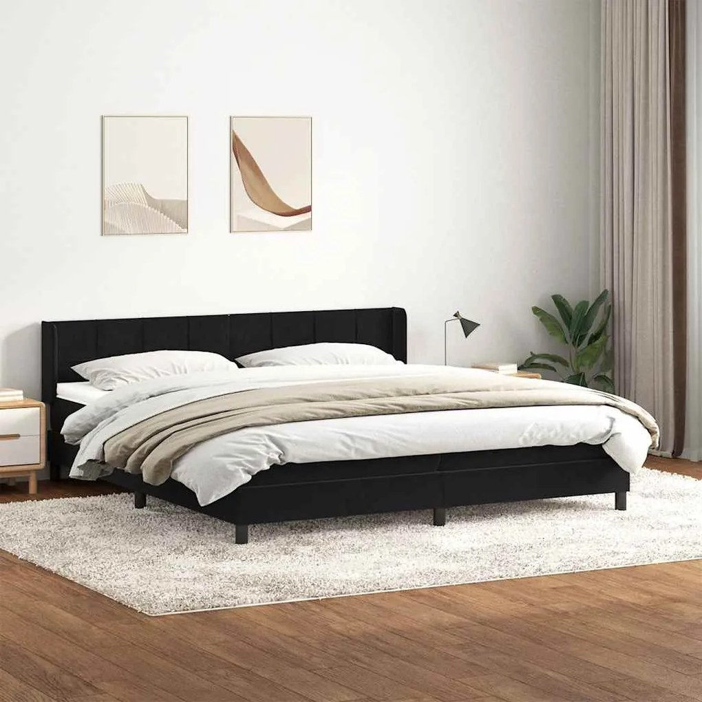 vidaXL Κρεβάτι Boxspring με Στρώμα Μαύρο 200x210 εκ. Βελούδινο