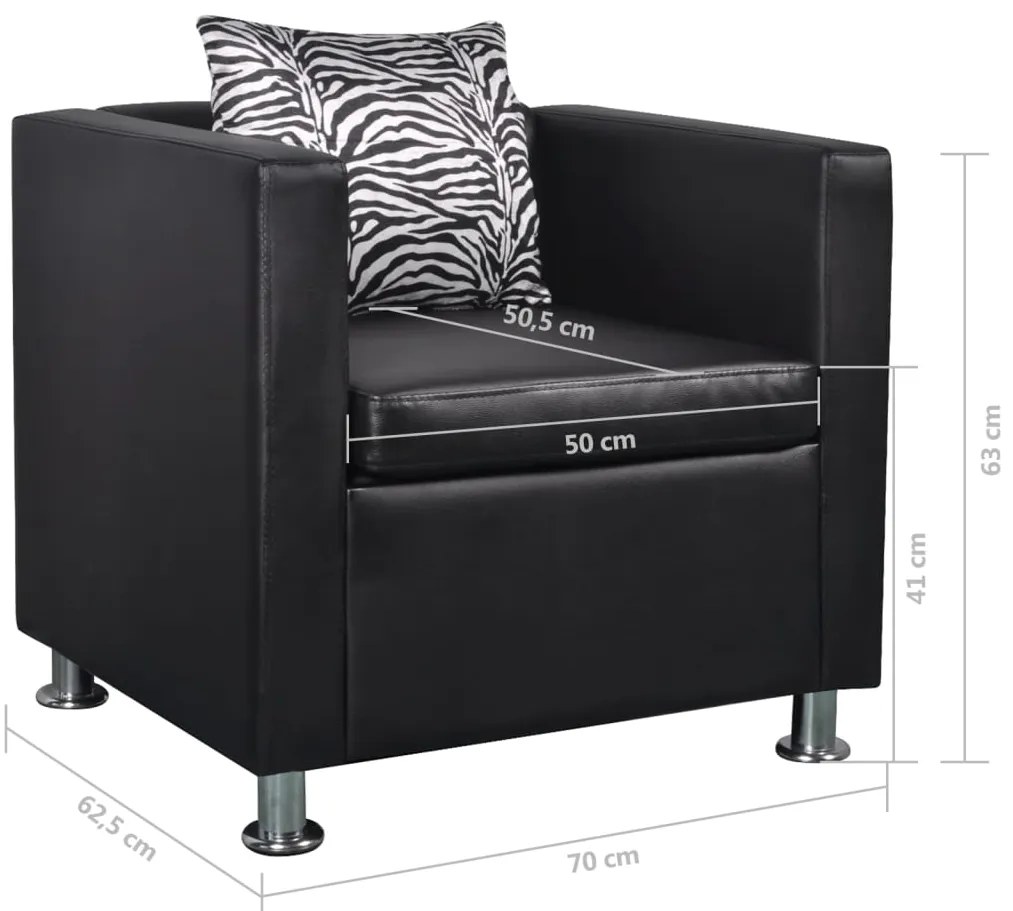 vidaXL Πολυθρόνα Μαύρη από Συνθετικό Δέρμα