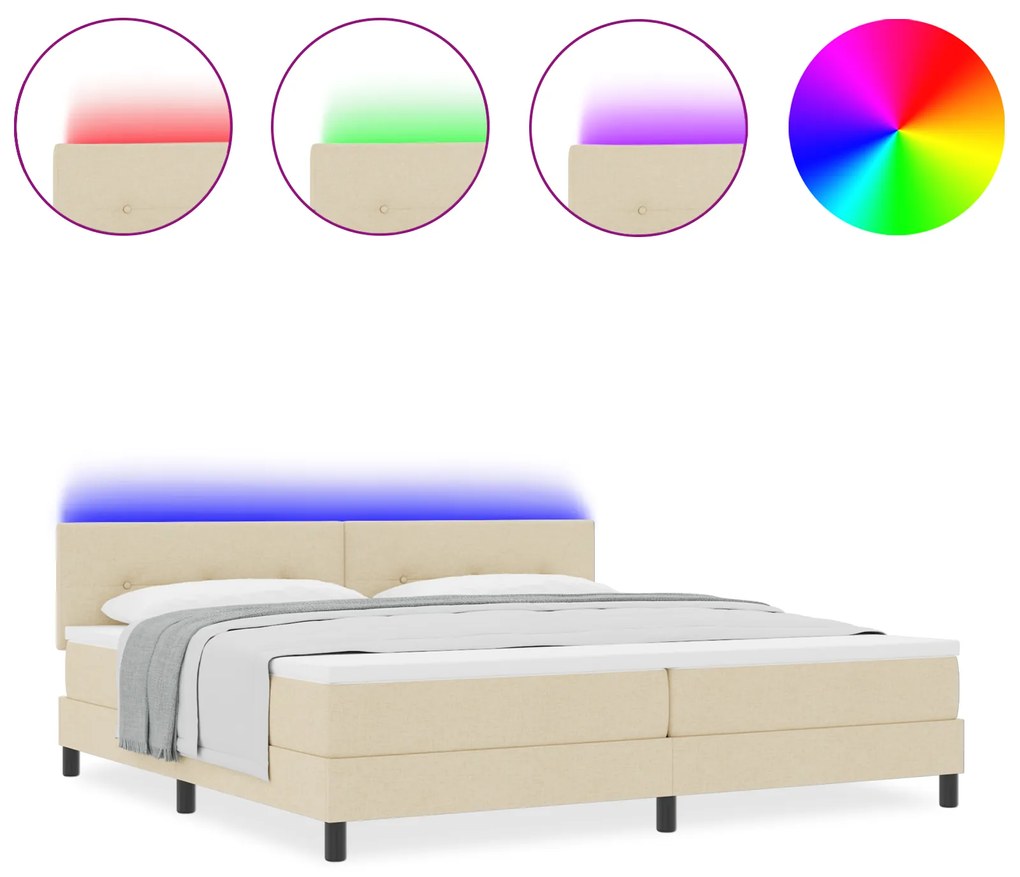 vidaXL Κρεβάτι με Στρώμα & LED Κεραμιδί 200x200 εκ. Υφασμάτινο