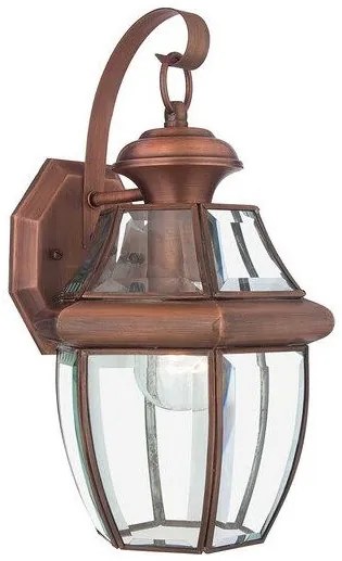 Φανάρι Απλίκα Φωτιστικό Τοίχου 1xE27 IP44 37cm Newbury Elstead Lighting-QZ-NEWBURY2-M-AC-Χάλκινο QZ-NEWBURY2-M-AC