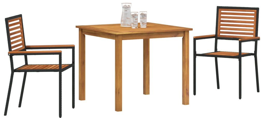 vidaXL Σετ Τραπεζαρίας Κήπου 3 pcs Μαύρο 85 x 85 x 74 cm