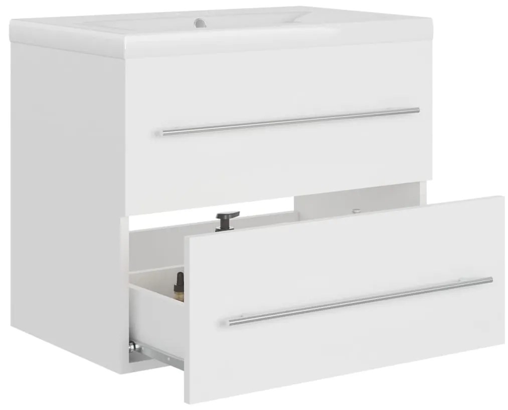 vidaXL Ντουλάπι Μπάνιου με Νιπτήρα Λευκό από Επεξεργασμένο Ξύλο