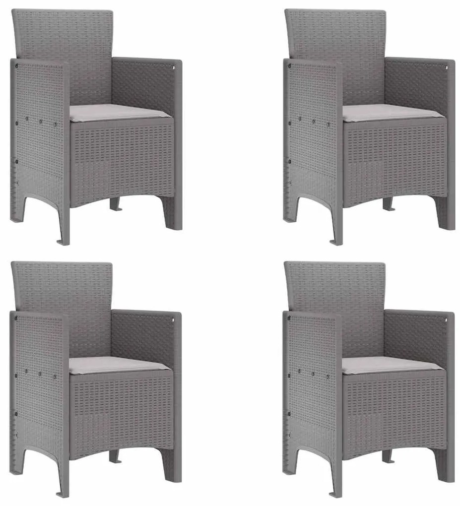 vidaXL Καρέκλα Κήπου με μαξιλάρι 4 pcs Ανοιχτό γκρι 53 x 49 x 85 εκ.