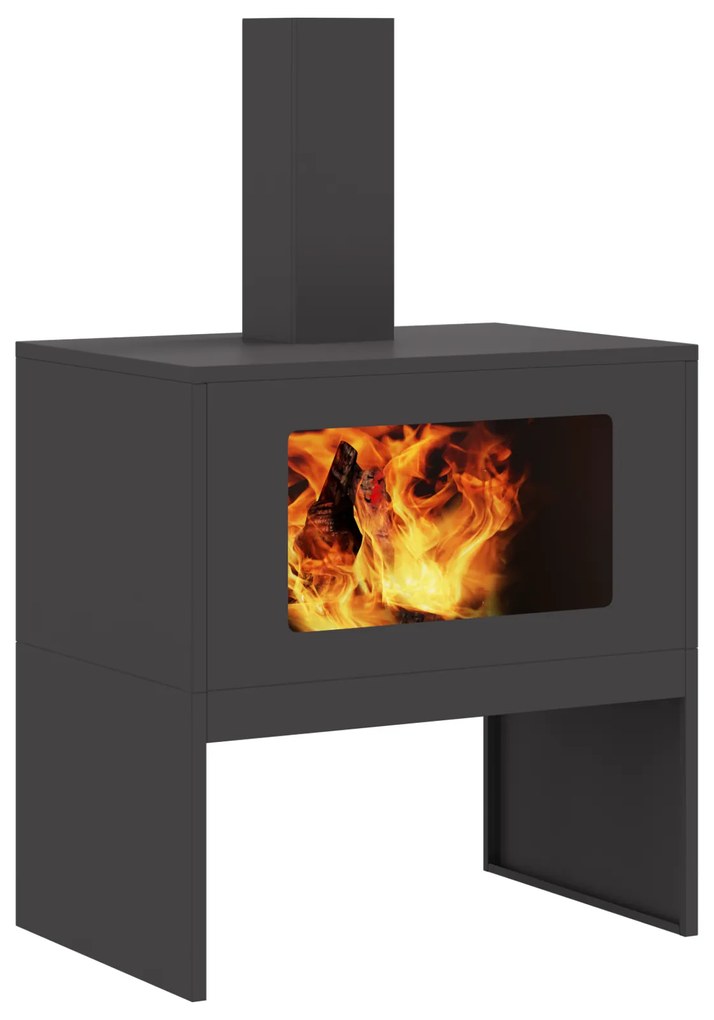 vidaXL Φούρνος με Καμινάδα Μαύρος 60x40x96 εκ Ατσάλι