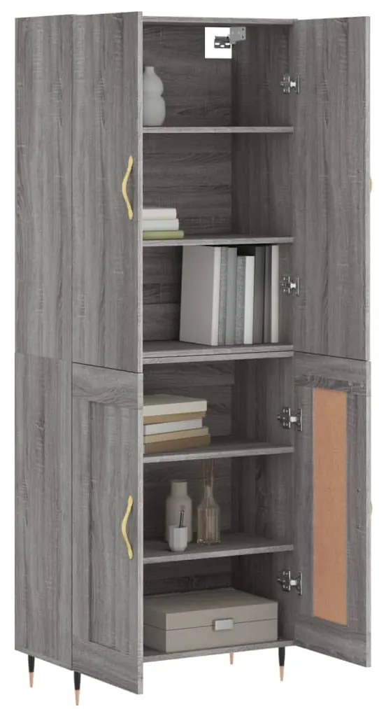 vidaXL Ντουλάπι Γκρι Sonoma 69,5 x 34 x 180 εκ. Επεξεργασμένο Ξύλο