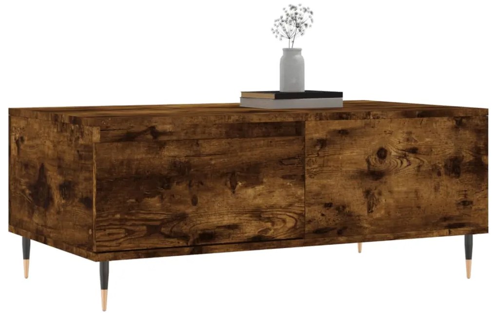 vidaXL Τραπεζάκι Σαλονιού Καπνιστή Δρυς 90x50x36,5 εκ. Επεξεργ. Ξύλο