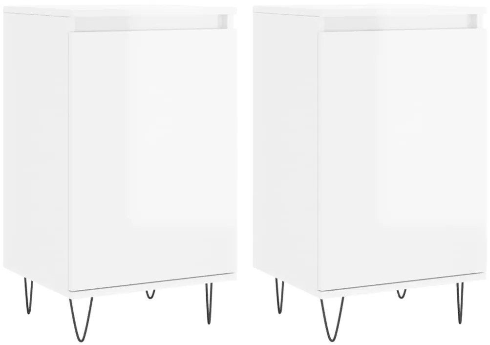 vidaXL Ντουλάπια 2 τεμ. Γυαλιστ. Λευκό 40x35x70 εκ. από Επεξεργ. Ξύλο