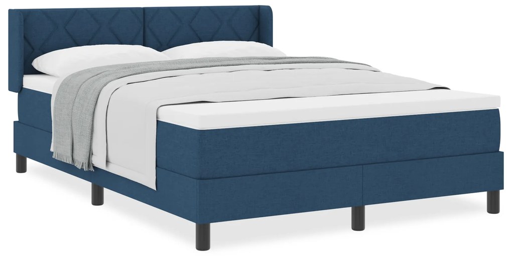 vidaXL Κρεβάτι με Στρώμα Box Spring - Μπλε 140 x 190 εκ., Ύφασμα