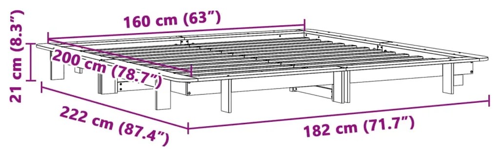 ΣΚΕΛΕΤΟΣ ΚΡΕΒΑΤΙΟΥ ΧΩΡΙΣ ΣΤΡΩΜΑ 160X200 ΕΚ ΜΑΣΙΦ ΞΥΛΟ ΠΕΥΚΟΥ 850653