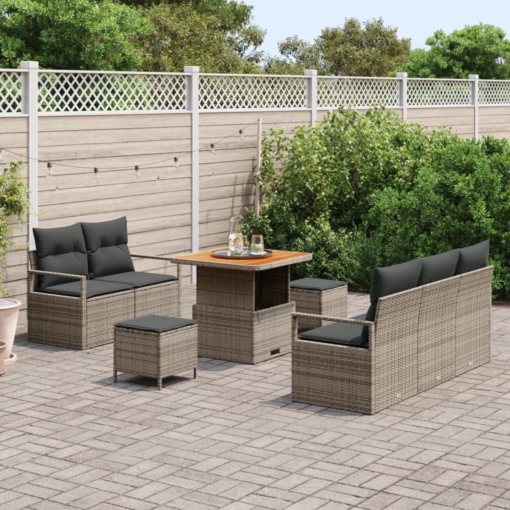 vidaXL Σετ Καναπέ Κήπου με μαξιλάρι 8 pcs Γκρι 80 x 80 x 71 cm