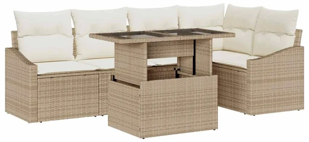 vidaXL Σετ Καναπέ Κήπου 6 pcs μπεζ και κρεμ 100 x 55 x 73 εκ