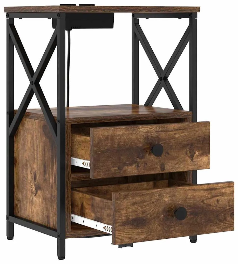 vidaXL Κομοδίνο Καπνιστό Δρύς 40 x 31 x 60 εκ. Επεξεργασμένο ξύλο