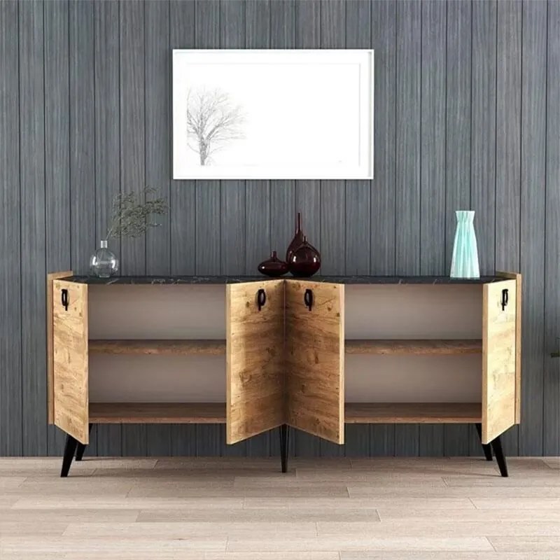 Μπουφές Jeslie μελαμίνης oak-ανθρακί 180x40x79εκ 180x40x79 εκ.