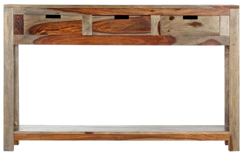 Κονσόλα Τραπέζι με 3 Συρτάρια 120x30x75 εκ. Μασίφ Ξύλο Sheesham - Γκρι