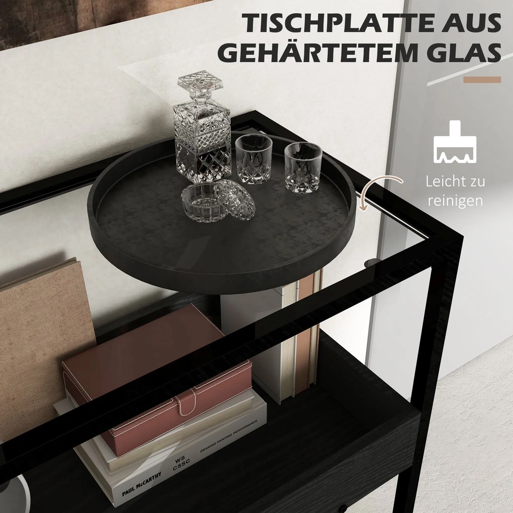 HOMCOM Τραπέζι κονσόλας με 2 ράφια, τραπέζι εισόδου, κονσόλα εισόδου, μαύρο