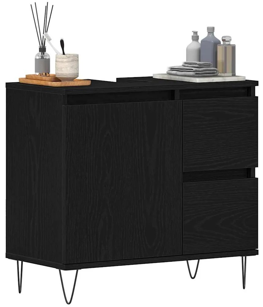 vidaXL Ντουλάπι Νιπτήρα Μαύρη Οξυά 65 x 33 x 60 εκ Επεξεργασμένο ξύλο