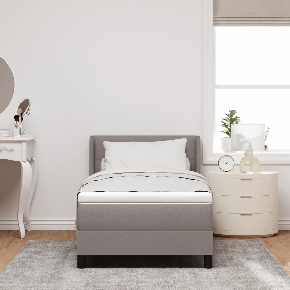 vidaXL Κρεβάτι Box Spring με ματ σε ταπού, 100 x 200 cm, ύφασμα.