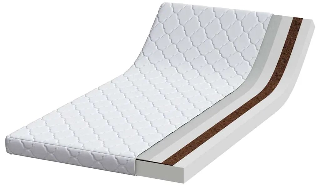 vidaXL Στρώμα με Επίστρωμα Καρύδας Λευκό 200 x 90 εκ. PU Αφρός