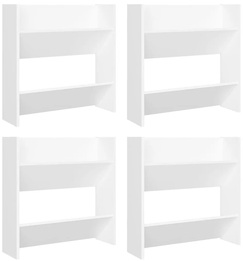 vidaXL Παπουτσοθήκες Τοίχου 4 τεμ. Λευκές 60x18x60 εκ. από Επεξ. Ξύλο