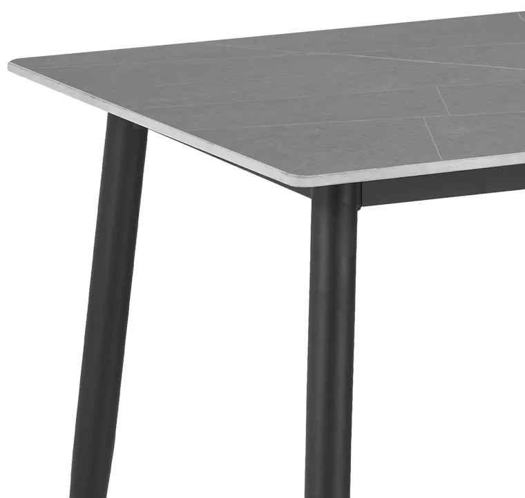 Τραπέζι Gustas pakoworld γκρι μαρμάρου sintered stone-μαύρο μέταλλο 120x60x75εκ