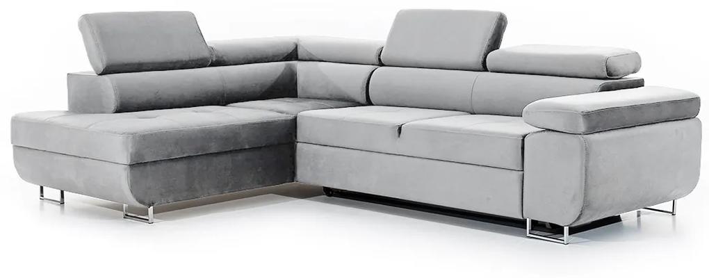 Γωνιακός καναπές Κρεβάτι Annabelle L, με αποθηκευτικό χώρο, γκρί βελουτέ 270x98x200cm-Αριστερή γωνία-BOG4585