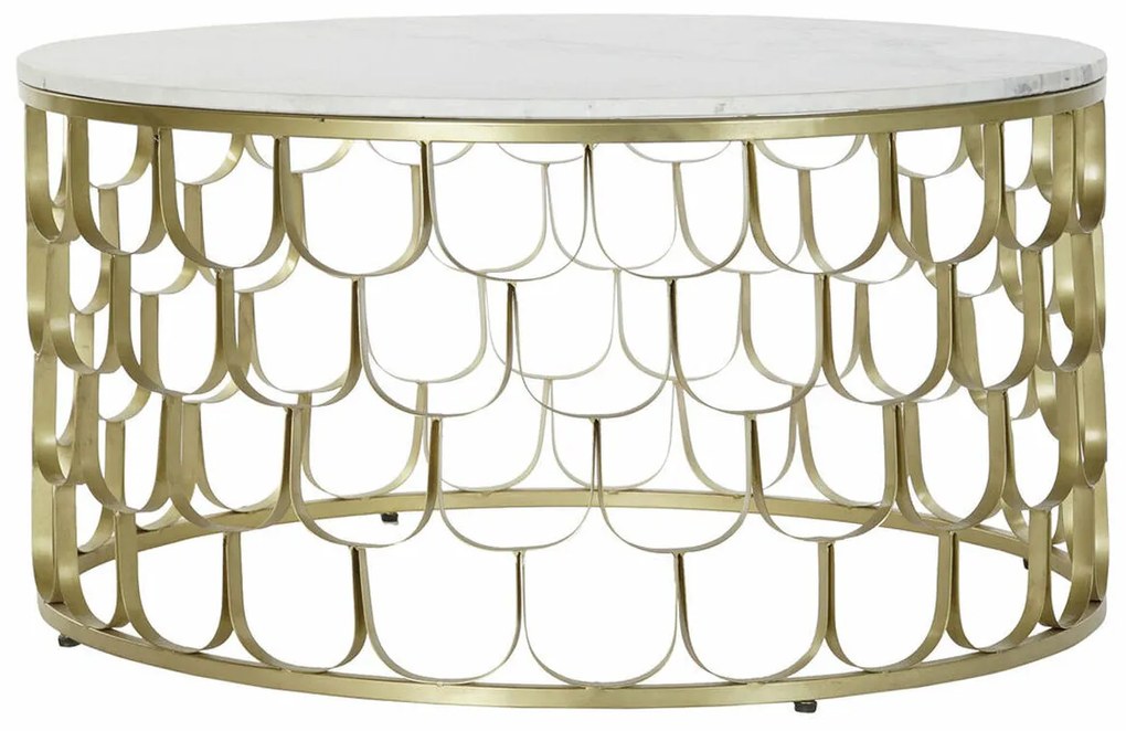 Βοηθητικό Τραπέζι DKD Home Decor 81 x 81 x 42 cm Χρυσό Λευκό Πλαστική ύλη Μάρμαρο Σίδερο