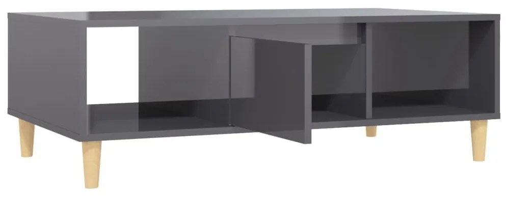 Τραπεζάκι Σαλονιού Γυαλιστερό Γκρι 103,5x60x35 εκ. Επεξ. Ξύλο - Γκρι