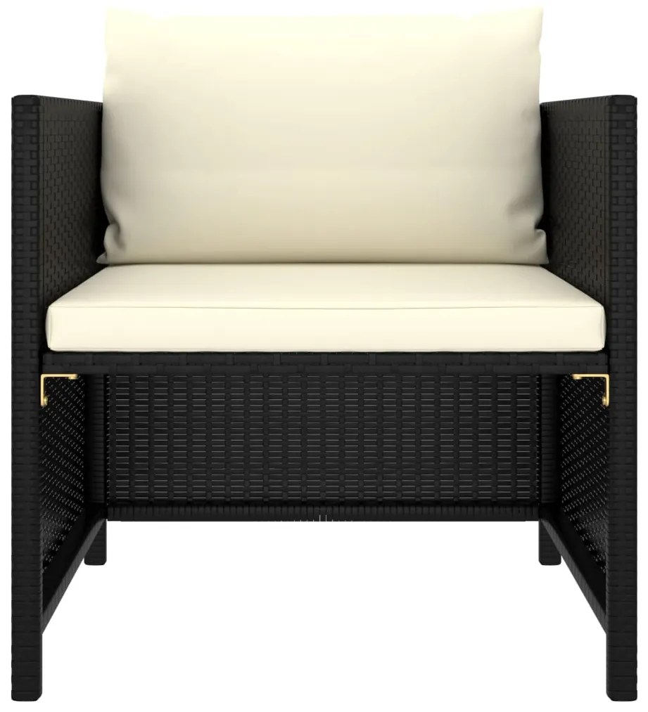 vidaXL Καναπές Κήπου Μαύρος από Συνθετικό Ρατάν με Μαξιλάρια