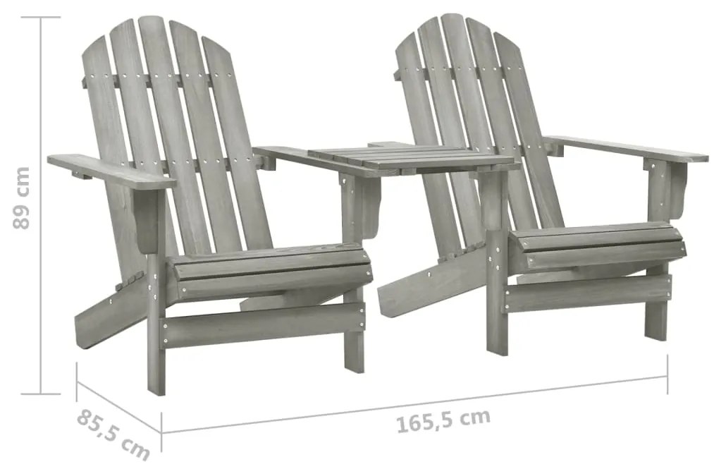 vidaXL Καρέκλες Κήπου Adirondack με Τραπέζι Γκρι από Μασίφ Ξύλο Ελάτης