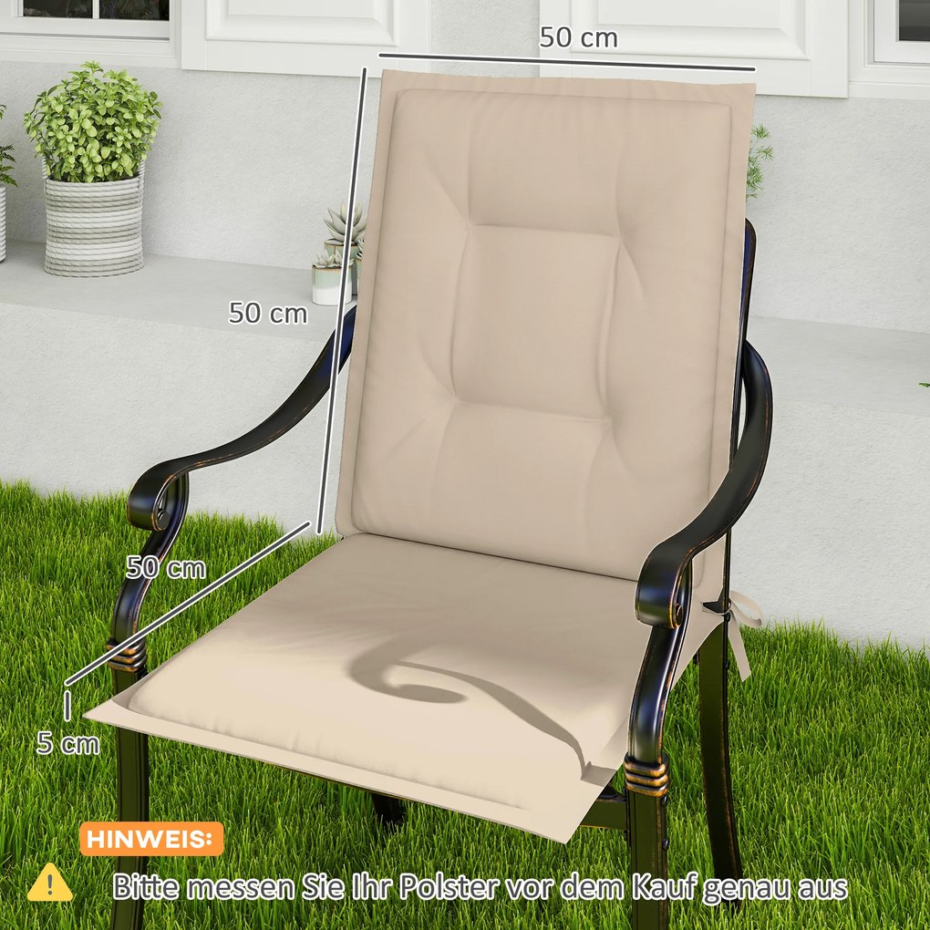 Outsunny Σετ 4 τεμαχίων Μαξιλάρια Καθίσματος 108 x 50 x 5 cm Μαξιλάρια Καρέκλας με κορδόνια, Μπεζ