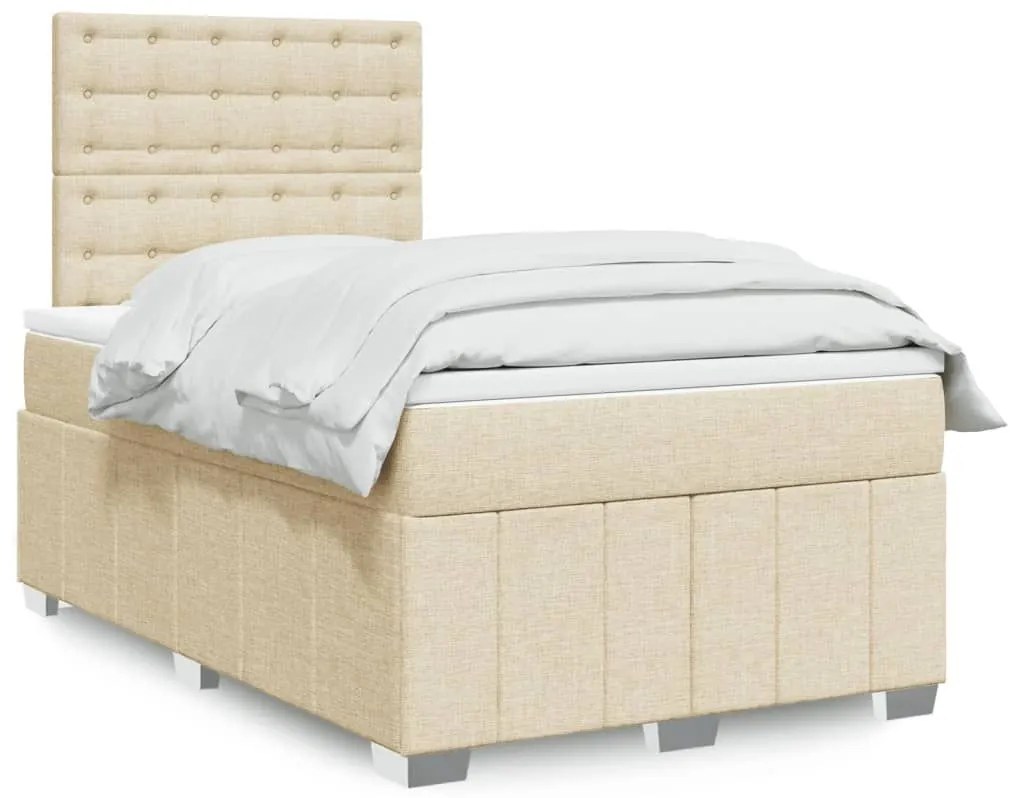 ΚΡΕΒΑΤΙ BOXSPRING ΜΕ ΣΤΡΩΜΑ ΚΡΕΜ 120X190 ΕΚ. ΥΦΑΣΜΑΤΙΝΟ 3293926