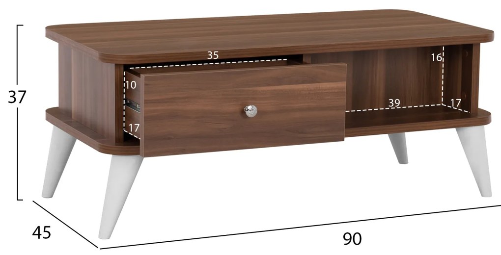 ΤΡΑΠΕΖΙ ΣΑΛΟΝΙΟΥ GWEN ΚΑΡΥΔΙ HM9163 90x45x37 εκ. - 0533365