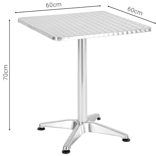 Τραπέζι Lazo χρωμίου αλουμίνιο 60x60x70εκ 60x60x70 εκ.